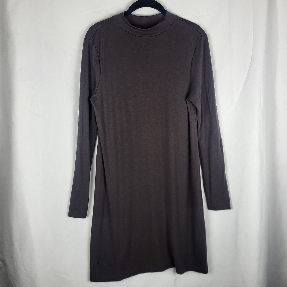 Adrienne Vittadini Knit Dusty Black Flowy Stretch Dress Size Medium Midi
